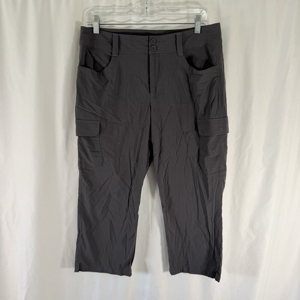 Eddie Bauer Cargo Hiking Pants Women's 10 Grey Mid Rise Flat Front Lightweight